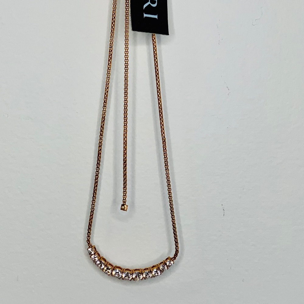 Nadri Rose Gold Pave Necklace Tennis Choker - Picture 2 of 12